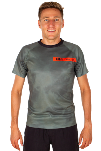 RUNNING T-SHIRT MAN ORANGE TREKKING GREEN