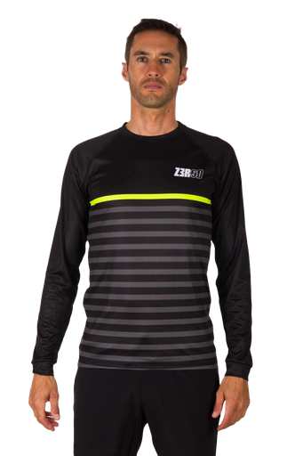 RUNNING T-SHIRT LONG SLEEVES MAN MARINIERE BLACK